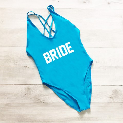 Brides Printed Strappy Back Bachelorette Party One Piece Swimsuit