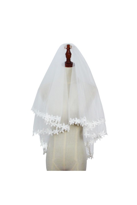 Sweet Lacework Middle Lenght Soft Tulle Wedding Bridal Veil With Comb