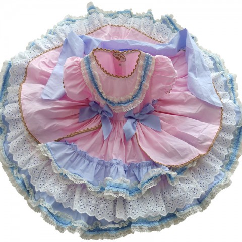 Vintage Cap Sleeve Bow Decor Layered Princess Costume Dresses