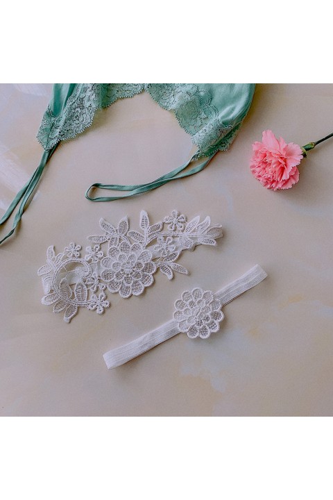 Floral Lace Elastic Bridal Garter Set