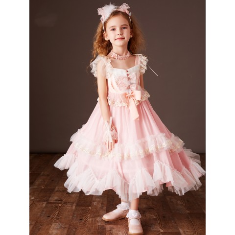 Vintage Lace Bubble Skirt Princess Costume Dresses