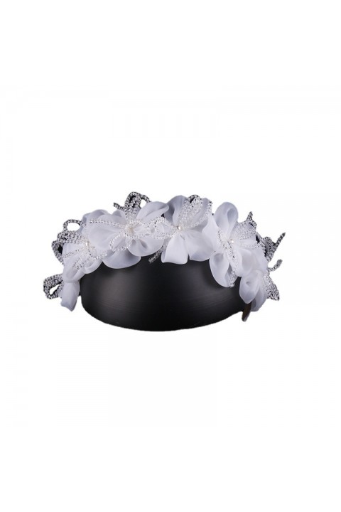 White Handmade Crystal Flower Piece Bridal Headband
