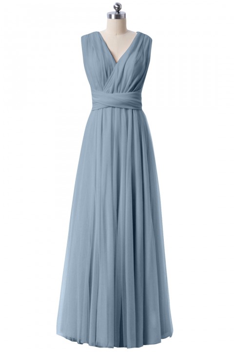 Multi-Wear Open Back Tulle Bridesmaid Dress Long