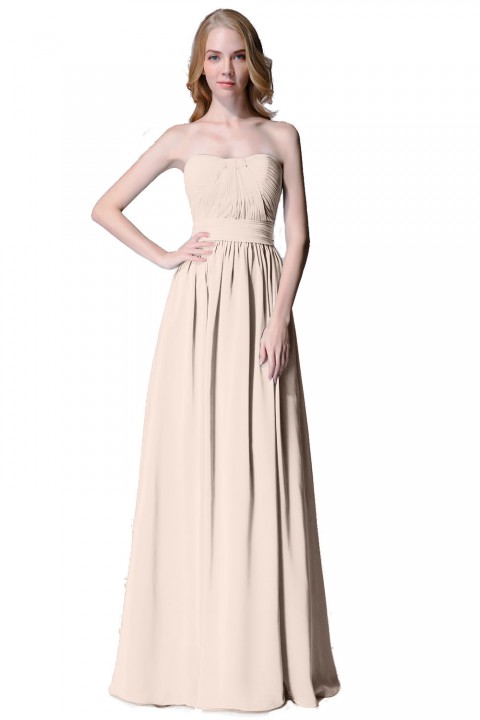 Cute Strapless Sweetheart Chiffon Bridesmaid Dress with Corset Back