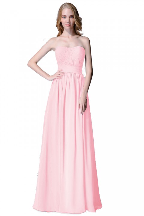 Cute Strapless Sweetheart Chiffon Bridesmaid Dress with Corset Back