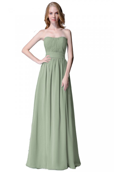 Cute Strapless Sweetheart Chiffon Bridesmaid Dress with Corset Back