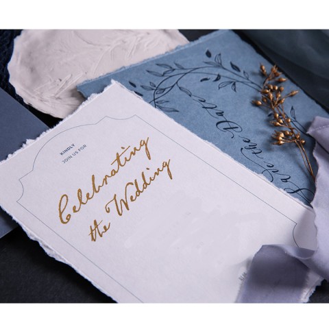 Leaf Printed Letterpress Wax Seal Customized Wedding Invitation