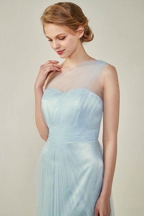 Clearance | Romantic Illusion One-Shoulder Tulle Open Back Bridesmaid Dress