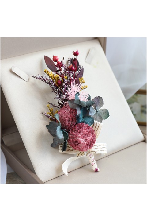 Dried Flower Wrist Corsage Boutonniere Set