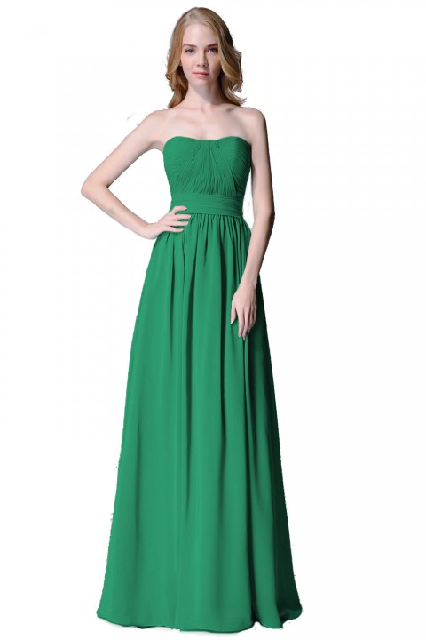 Cute Strapless Sweetheart Chiffon Bridesmaid Dress with Corset Back