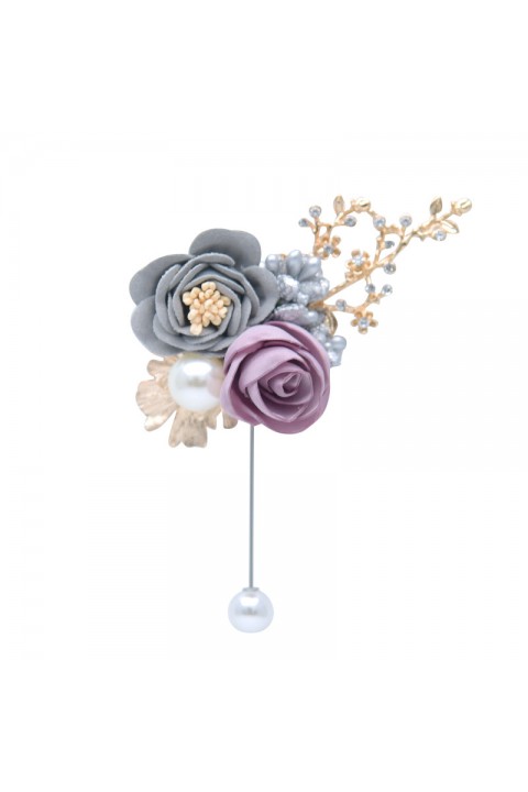 Artificial Flower Pearl Beaded Wedding Boutonniere