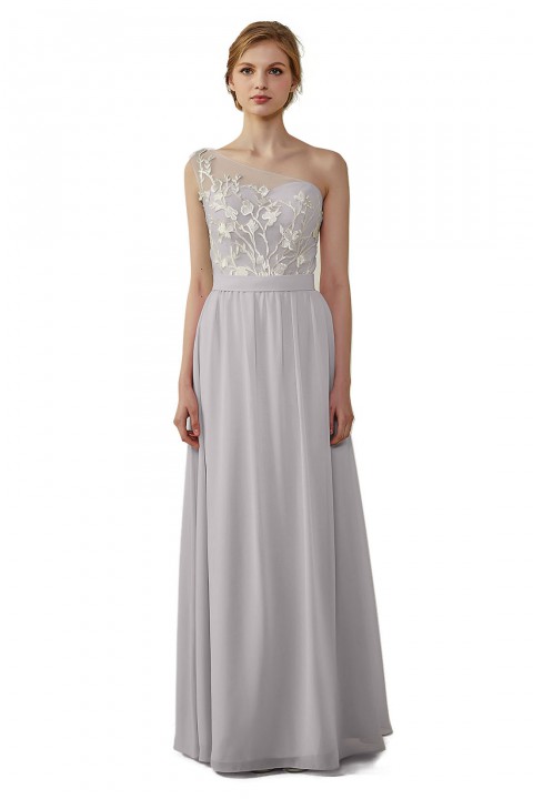 Illusion Sweetheart One Shoulder Lace A-Line Bridesmaid Dress