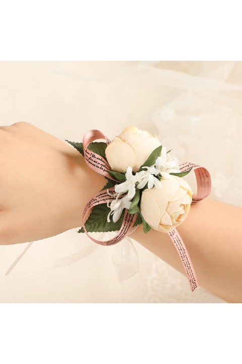 Artificial Silk Flower Bridal Wrist Corsage