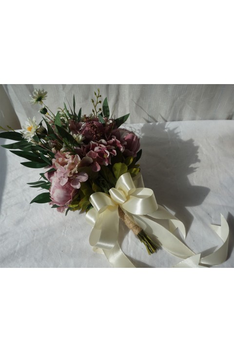 Mismactched Artificial Flower Leaf Wedding Bouquet