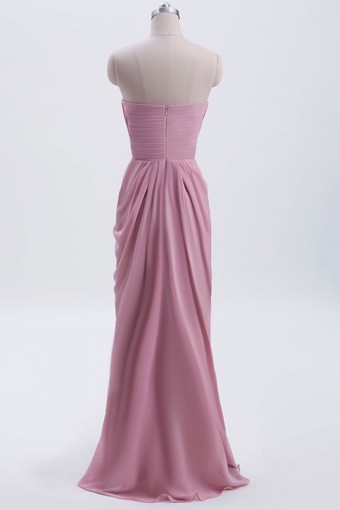 Strapless Sweetheart Chiffon Drape Bridesmaid Dress Long