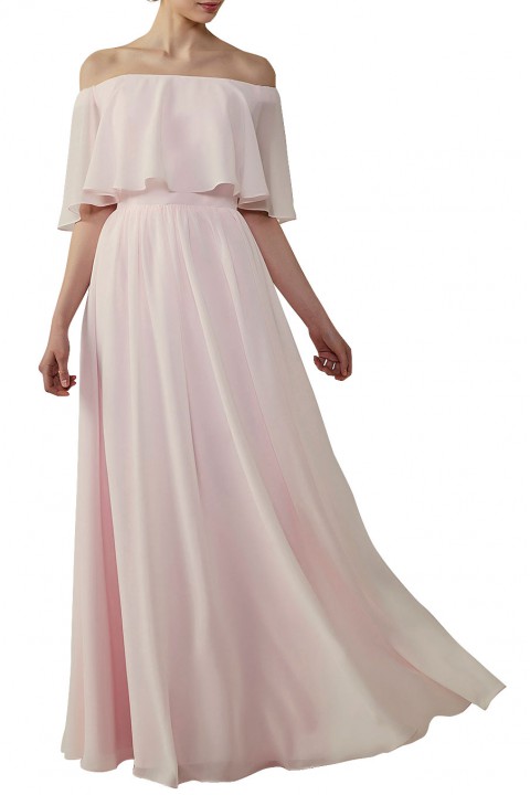 Bohemian Style Off Shoulder Chiffon Flounce Top Bridesmaid Dress