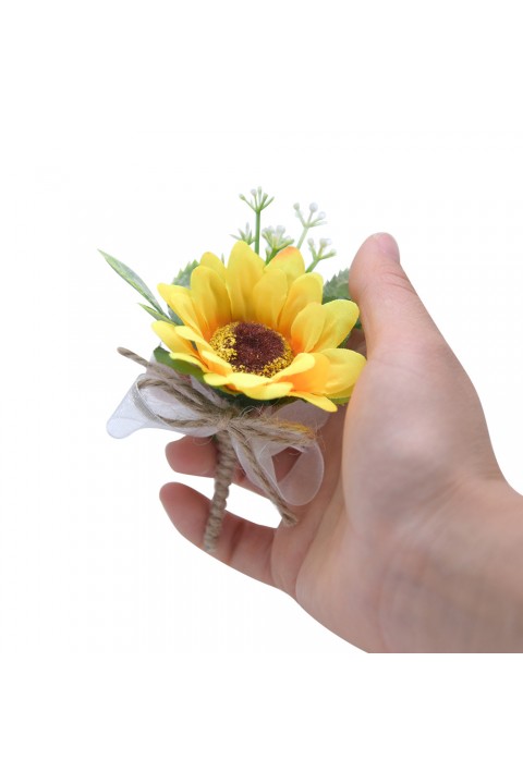 Artificial Sunflower Wedding boutonniere