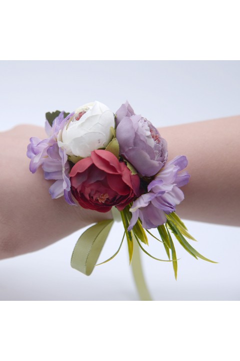 Artificial Flower Leaf Wrist Corsage