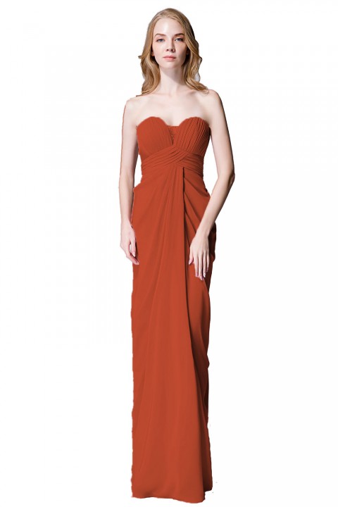 Strapless Sweetheart Chiffon Drape Bridesmaid Dress Long