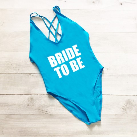 Bride to Be Printed Strappy Back Bachelorette Party One Piece Swimsuit