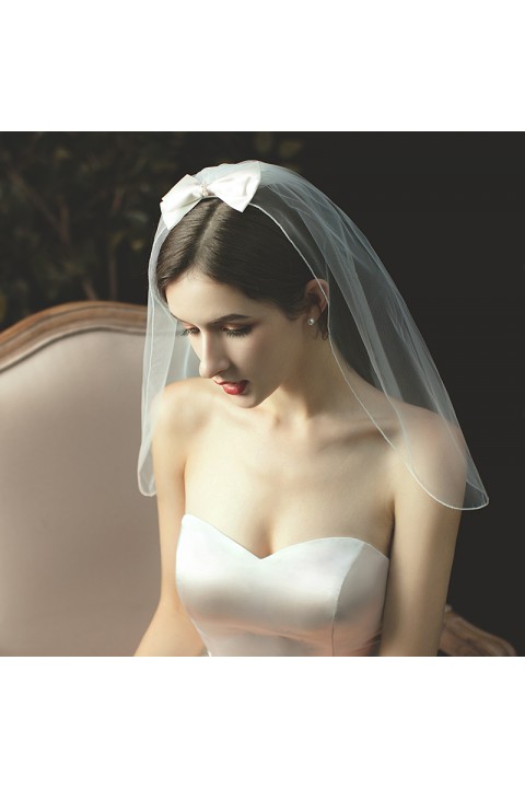 New Bow Decor Short Bridal Veil with Comb