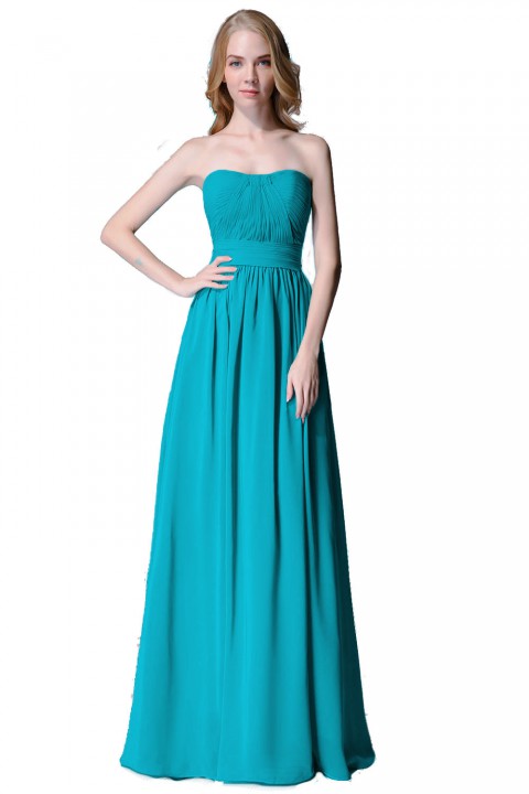 Cute Strapless Sweetheart Chiffon Bridesmaid Dress with Corset Back