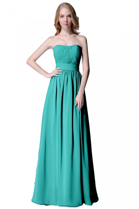 Cute Strapless Sweetheart Chiffon Bridesmaid Dress with Corset Back