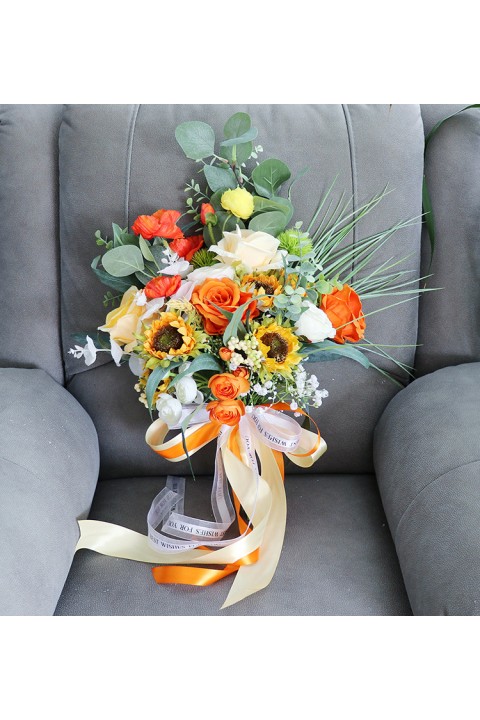 Artificial Silk Mismatched Wedding Flower Bridal Bouquet