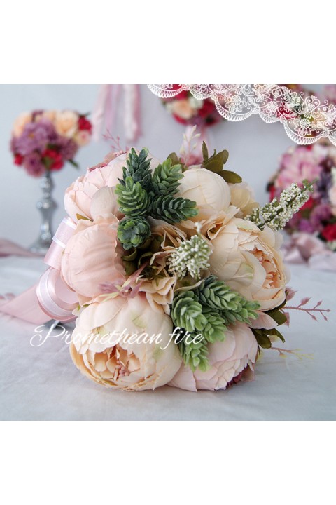 Artificial Silk Flower Greenery Wedding Bouquet