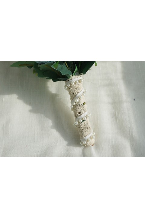 Artificial Silk Flower Leaf Cascade Bridal Bouquet