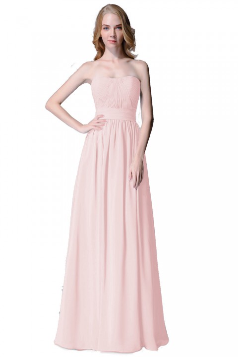 Cute Strapless Sweetheart Chiffon Bridesmaid Dress with Corset Back