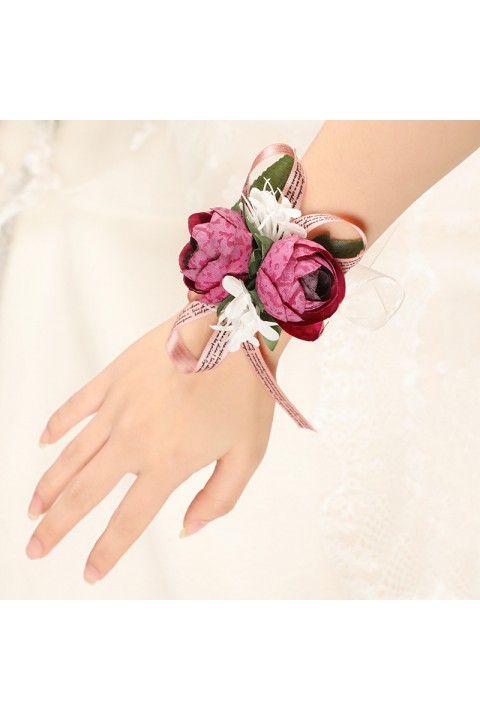 Artificial Silk Flower Bridal Wrist Corsage