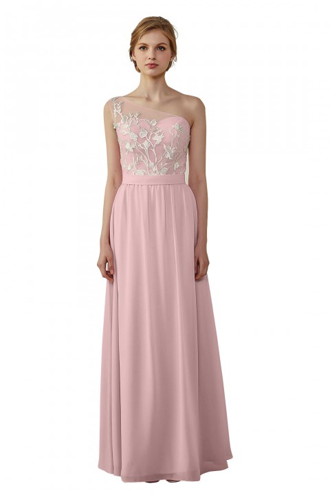 Illusion Sweetheart One Shoulder Lace A-Line Bridesmaid Dress