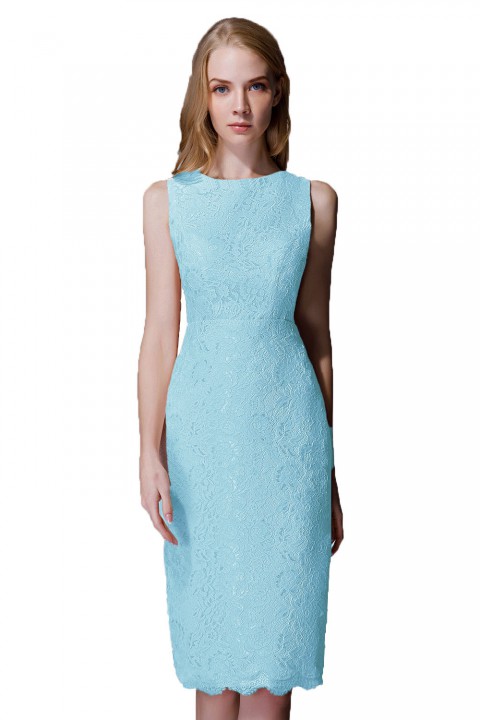 Elegant Boatneck Lace Short Bridesmaid Dress with Keyhole Back