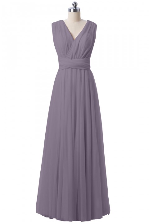 Multi-Wear Open Back Tulle Bridesmaid Dress Long