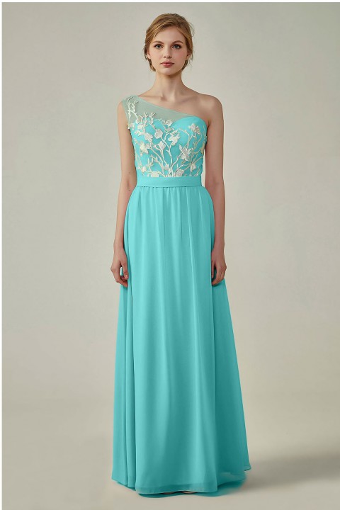 Illusion Sweetheart One Shoulder Lace A-Line Bridesmaid Dress