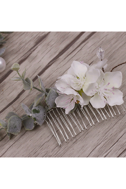 Three Colors Optional Handmade Imitation Flower Bridal Headpiece Comb