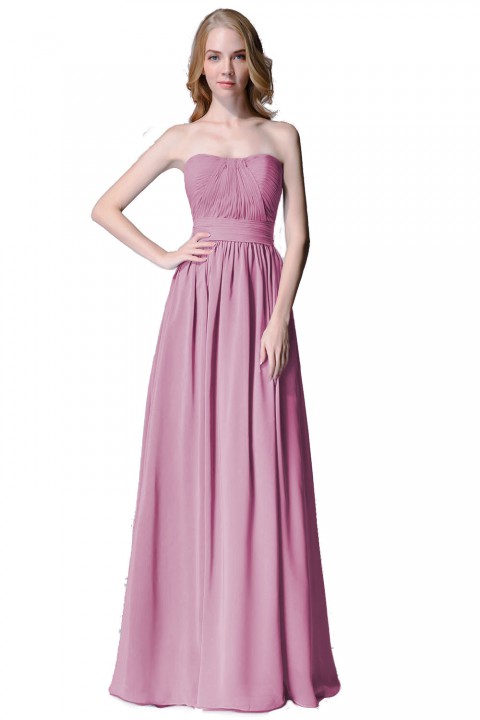 Cute Strapless Sweetheart Chiffon Bridesmaid Dress with Corset Back