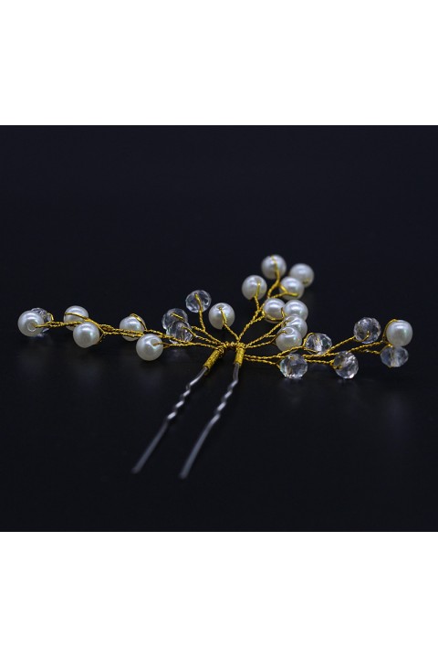 Pearl Crystal Branch Bride Hairpin