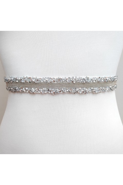 Rhinestone Beaded Ribbon Bridal Sash