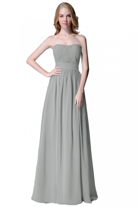 Cute Strapless Sweetheart Chiffon Bridesmaid Dress with Corset Back