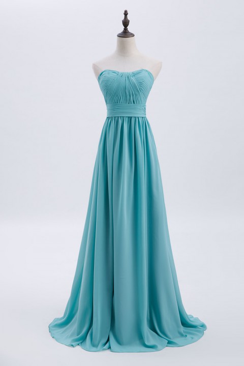 Cute Strapless Sweetheart Chiffon Bridesmaid Dress with Corset Back