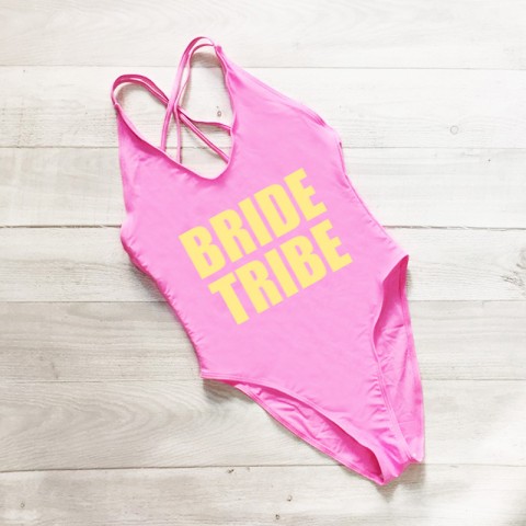Bride Tribe Strappy Back Bachelorette Party One Piece Swimsuit