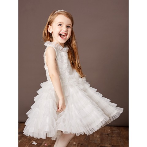 Sweet Fashion White Princess Tulle Skirt Flower Girl Dresses