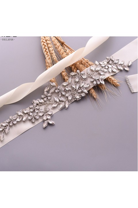 Rhinestone Crystal Ribbon Bridal Sash