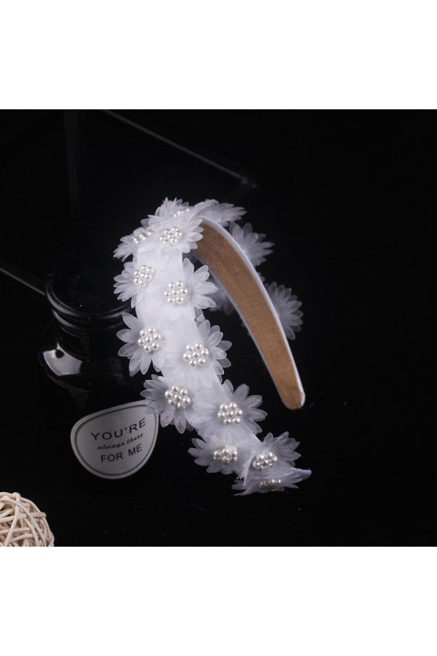 Handmade White Pearl Flower Piece Bridal Headband