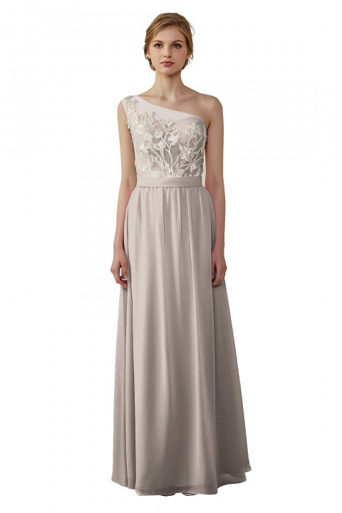 Illusion Sweetheart One Shoulder Lace A-Line Bridesmaid Dress