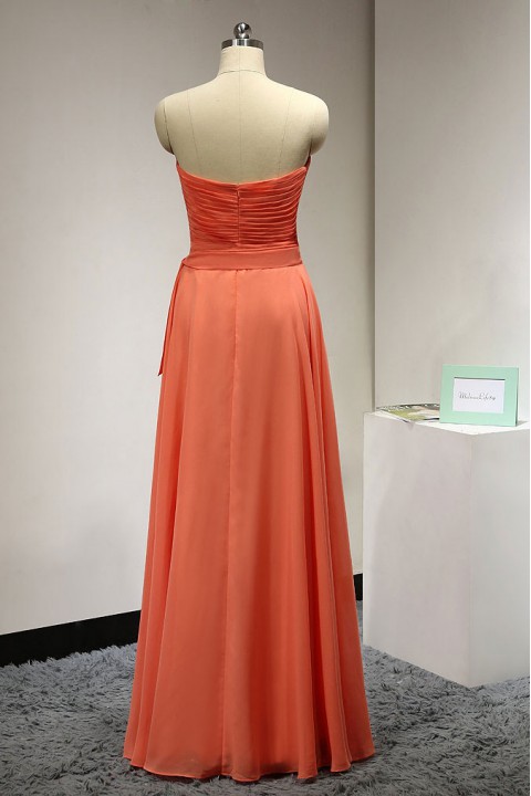 Sweetheart Pleated Chiffon Bridesmaid Dress with Removable Belt