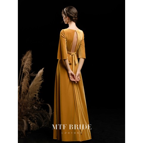 Elegant Muse Deep V-neck Tie Back Wrap Velvet Party Dress