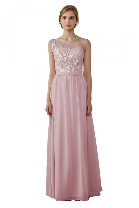 Illusion Sweetheart One Shoulder Lace A-Line Bridesmaid Dress